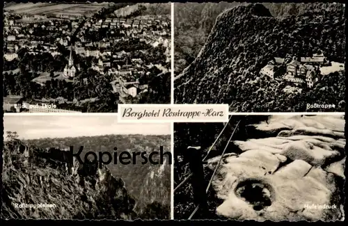ÄLTERE POSTKARTE BERGHOTEL ROSSTRAPPE HUFABDRUCK BLICK AUF THALE ROSSTRAPPFELSEN Hotel Ansichtskarte AK cpa postcard