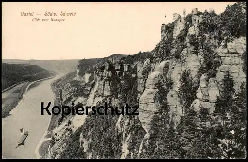 ALTE POSTKARTE DIE BASTEI SÄCHSISCHE SCHWEIZ BLICK VOM KANAPEE LOHMEN Ansichtskarte AK cpa postcard