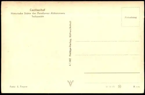 ALTE POSTKARTE POTSDAM CECILIENHOF HISTORISCHE STÄTTE DES POTSDAMER ABKOMMENS TEILANSICHT Ansichtskarte AK postcard cpa