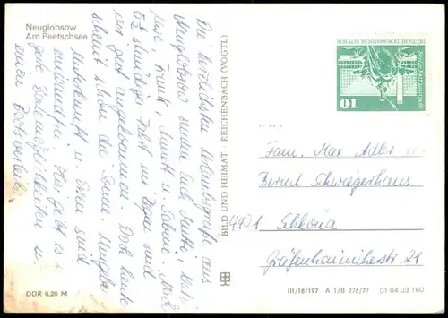 ÄLTERE POSTKARTE NEUGLOBSOW AM PEETSCHSEE PAAR EHEPAAR AUF BANK RUHEBANK couple Mann & Frau Ansichtskarte cpa postcard