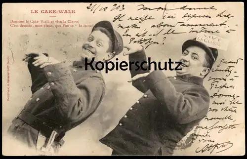 ALTE POSTKARTE HUMOUR LE CAKE-WALK VIVE LA CLASSE SOLDATS SOLDATEN SOLDAT Cakewalk Tanz dance soldier postcard cpa AK