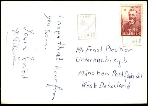 ÄLTERE POSTKARTE LAHTI SKISPRINGEN SUOMI FEUERWERK FIREWORKS Sprungschanze ski jumping Finland postcard Ansichtskarte