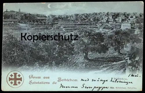 ALTE POSTKARTE GRUSS AUS BETHLEHEM SALUTATIONS DE BETHLEHEM PANORAMA ISRAEL PALÄSTINA PALESTINE postcard Ansichtskarte