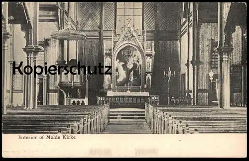 ALTE POSTKARTE MOLDE INTERIOR OF MOLDE KIRKE KIRCHE NORWEGEN NORGE Norway church postcard cpa AK Ansichtskarte