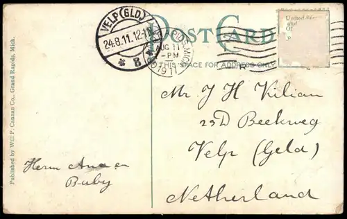 ALTE POSTKARTE GRAND RAPIDS FOX RESIDENCE 1911 MICHIGAN Villa Haus postcard Ansichtskarte AK cpa