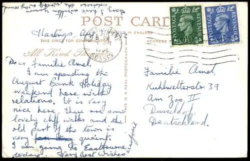 ÄLTERE POSTKARTE HASTINGS OLD TOWN AND FISHING FLEET ALEXANDRA PARK BAND ENCLOSURE AND PIER postcard Ansichtskarte cpa