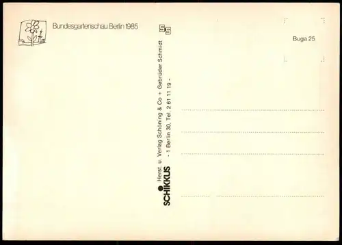 ÄLTERE POSTKARTE BERLIN BUNDESGARTENSCHAU 1985 BUGA PANORAMA Britzer Garten Britz Ansichtskarte AK postcard cpa