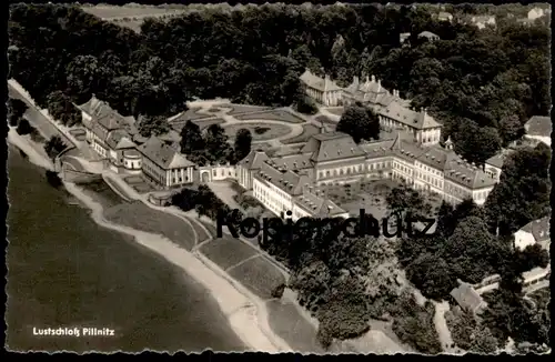 ÄLTERE POSTKARTE SCHLOSS PILLNITZ DRESDEN LUFTBILD LUFTAUNAHME FLIEGERAUFNAHME PANORAMA AK chateau castle postcard cpa
