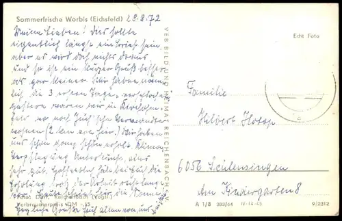 ÄLTERE POSTKARTE SOMMERFRISCHE WORBIS EICHSFELD PANORAMA WIESEN UND FELDER THÜRINGEN Ansichtskarte AK cpa postcard