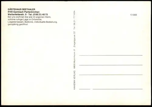 ÄLTERE POSTKARTE GARMISCH PARTENKIRCHEN GÄSTEHAUS SEETHALER HAUS WEITERFELDERSTRASSE Ansichtskarte AK cpa postcard