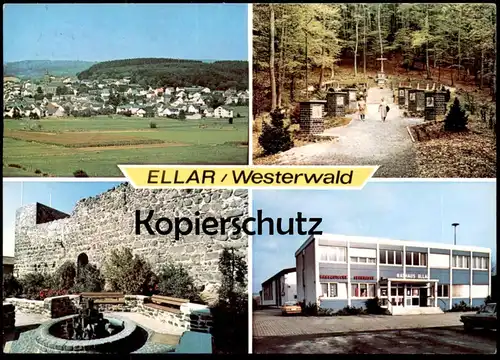 ÄLTERE POSTKARTE ELLAR WESTERWALD WALDBRUNN NASSAUISCHE SPARKASSE RATHAUS BURGRUINE ELLAR Ansichtskarte cpa AK postcard