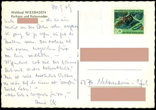 ÄLTERE POSTKARTE WIESBADEN KURHAUS UND KOLONNADEN MERCEDES DAIMLER BENZ Ansichtskarte AK cpa postcard