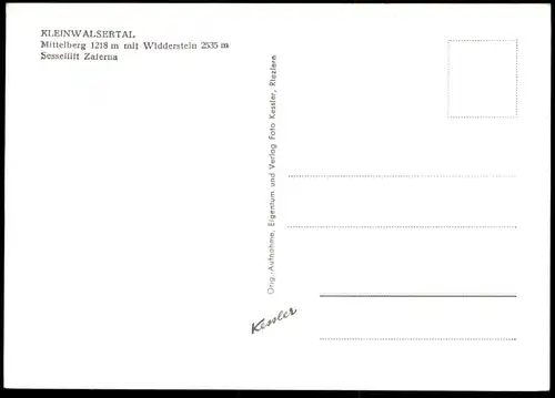 ÄLTERE POSTKARTE MITTELBERG SESSELLIFT ZAFERNA MIT WIDDERSTEIN FRAU IM SESSEL LIFT Kleinwalsertal Vorarlberg AK postcard