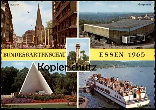 ÄLTERE POSTKARTE ESSEN BUNDESGARTENSCHAU 1965 BUGA MÜNSTER SCHIFF BALDENEYSEE GRUGAHALLE ship Ansichtskarte postcard cpa