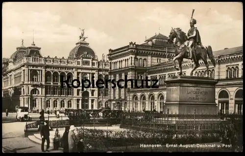 ALTE POSTKARTE HANNOVER ERNST AUGUST DENKMAL UND POST DEM LANDESVATER SEIN TREUES VOLK Ansichtskarte AK cpa postcard