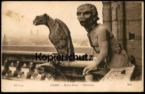 DEUX CPA ZWEI ALTE POSTKARTEN PARIS NOTRE-DAME CHIMÈRE CHIMÈRES cpa postcard AK Ansichtskarte Postkarte