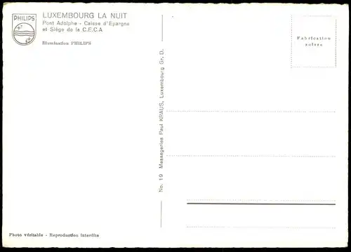 ÄLTERE POSTKARTE LUXEMBOURG LA NUIT PONT ADOLPHE CAISSE D'EPARGNE SIÈGE DE LA C.E.C.A. NACHT LUXEMBURG cpa postcard AK