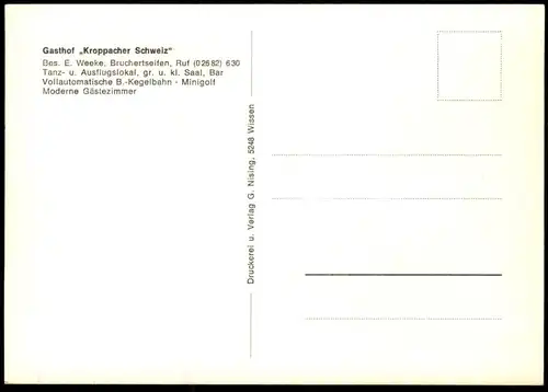 ÄLTERE POSTKARTE BRUCHERTSEIFEN GASTHOF KROPPACHER SCHWEIZ BESITZER E. WEEKE HAMM (SIEG) GERMANIA PILS BIER postcard cpa