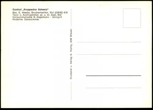 ÄLTERE POSTKARTE BRUCHERTSEIFEN GASTHOF KROPPACHER SCHWEIZ BESITZER E. WEEKE HAMM (SIEG) WALTHER BRACKE SCHLAGZEUG BAND