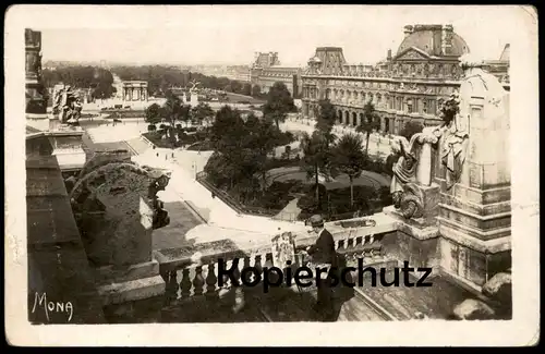 ALTE POSTKARTE PARIS LES PETITS TABLEAUX DE PARIS PERSPECITVE SUE LE JARDINS DU LOUVRE PEINTRE MALER cpa postcard