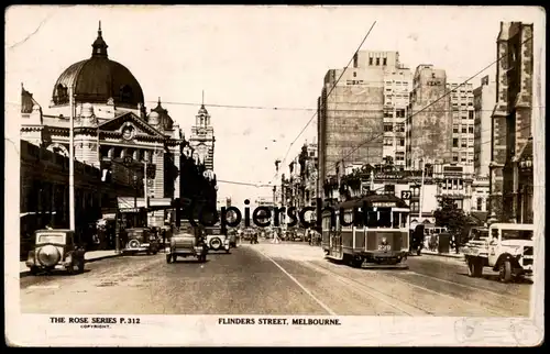 ALTE POSTKARTE MELBOURNE FLINDERS STREET TRAM 239 HAWTHORN TRAMWAY STRASSENBAHN 1937 Underwear advertising postcard