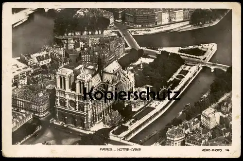 ALTE POSTKARTE PARIS NOTRE-DAME AERO PHOTO FLIEGERAUFNAHME LUFTBILD SEINE cpa postcard AK Ansichtskarte