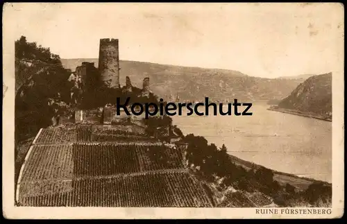 ALTE POSTKARTE RUINE FÜRSTENBERG OBERDIEBACH RHEINDIEBACH RHEIN-NAHE Burg Wiese's Schokolade Köln Ansichtskarte postcard