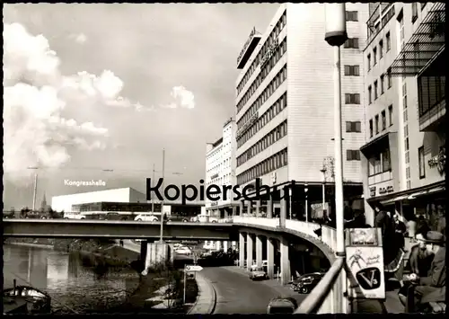 ÄLTERE POSTKARTE SAARBRÜCKEN BERLINER PROMENADE KONGRESSHALLE REKLAME TRINK V3 Ansichtskarte AK cpa postcard