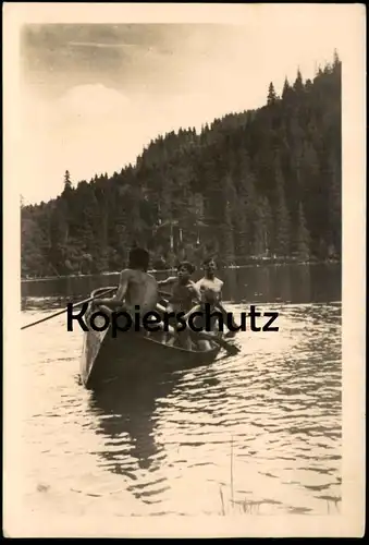 ALTE FOTO POSTKARTE VERMUTLICH TREUBURG 1938 BOOT JUNGEN BOYS OLECKO STEMPEL ESSEN NACH TREUBURG Ostpreussen postcard AK