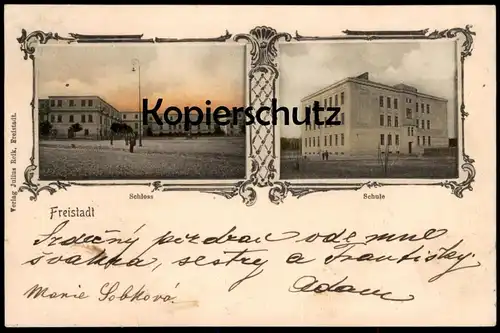 ALTE POSTKARTE FREISTADT SCHLESIEN SCHULE SCHLOSS 1902 FRYSTAT school castle chateau école Ansichtskarte AK cpa postcard