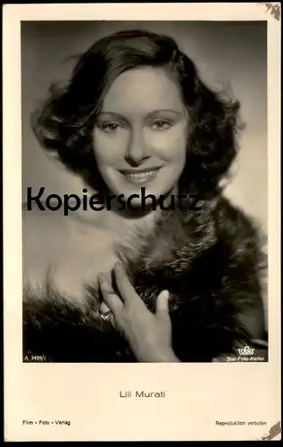 ALTE POSTKARTE LILI MURATI MIT PELZ FILM-SCHAUSPIELERIN FILM FOTO VERLAG TOBIS actress acteur postcard cpa Ansichtskarte