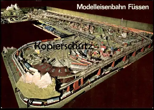 ÄLTERE POSTKARTE FÜSSEN MODELLEISENBAHN W. SCHWARZ ZUG BAHN MODELLBAHN ANLAGE train Ansichtskarte postcard AK cpa