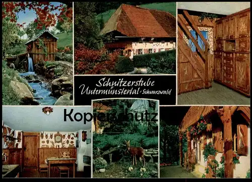 ÄLTERE POSTKARTE UNTERMÜNSTERTAL SCHNITZERSTUBE SCHWARZWALD MÜNSTERTAL MÜNSTERHALDE UHR Ansichtskarte AK postcard cpa