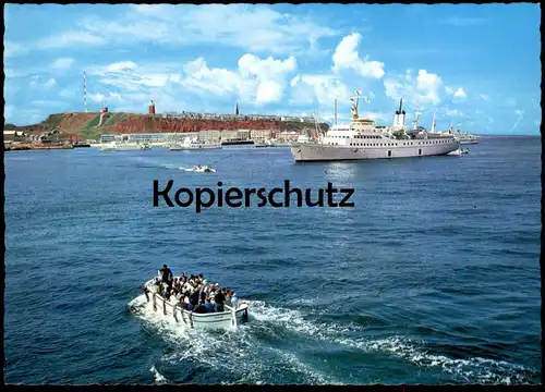 ÄLTERE POSTKARTE HELGOLAND REEDE MIT SEEBÄDERSCHIFFEN UND BRANDUNGSBOOTEN MS DAMPFER Schiff ship postcard Ansichtskarte