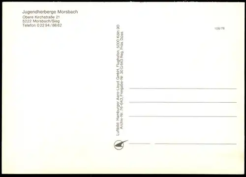 ÄLTERE POSTKARTE JUGENDHERBERGE MORSBACH SIEG TOTALANSICHT PANORAMA Gesamtansicht Total Ansichtskarte cpa AK postcard