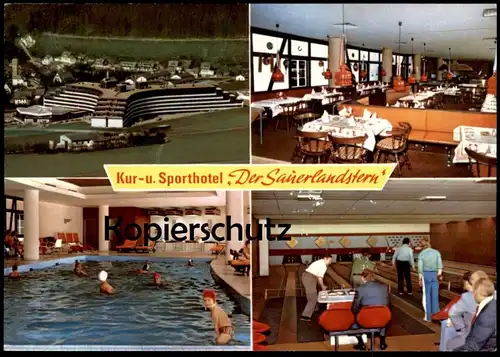 ÄLTERE POSTKARTE SAUERLANDSTERN WILLINGEN KUR- UND SPORTHOTEL HOTEL POOL KEGELBAHN Waldeck Hessen AK cpa postcard