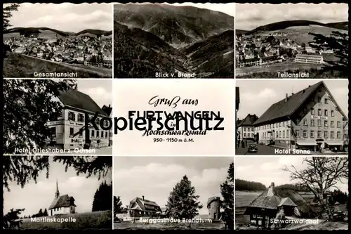 ÄLTERE POSTKARTE GRUSS AUS FURTWANGEN HOTEL SONNE HOTEL GRIESHABER ZUM OCHSEN TEILANSICHT GESAMTANSICHT AK postcard cpa