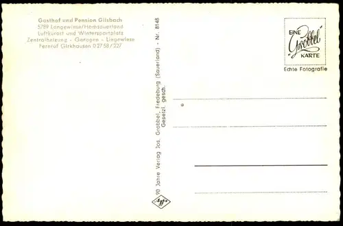 ÄLTERE POSTKARTE LANGEWIESE HOCHSAUERLAND GASTHOF PENSION GILSBACH PANORAMA Winterberg Sauerland AK Ansichtskarte cpa