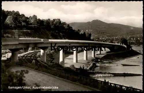 ÄLTERE POSTKARTE REMAGEN UNKEL AUTOSTRASSENBRÜCKE BRÜCKE AUTOSTRASSE AM RHEIN AK Ansichtskarte cpa postcard