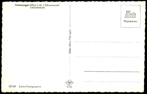 ÄLTERE POSTKARTE SCHÜTZENBACH PANORAMA FURTWANGEN 870 METER Ansichtskarte AK cpa postcard