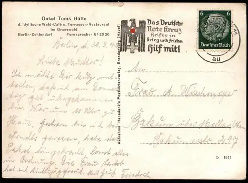 ALTE POSTKARTE BERLIN ZEHLENDORF ONKEL TOMS HÜTTE TANZDIELE UND PAVILLON COCKTAIL SEKT cpa postcard AK Ansichtskarte