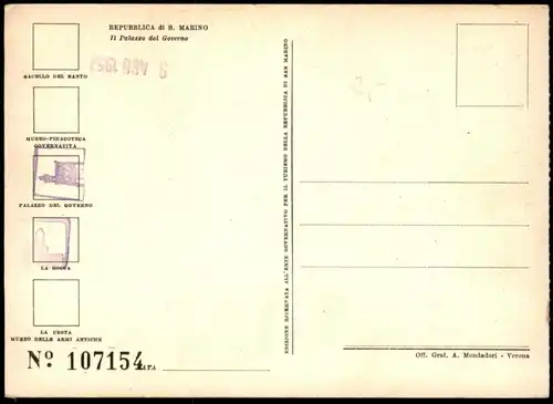 ÄLTERE POSTKARTE SAN MARINO IL PALAZZO DEL GOVERNO AUGUST 1957 Ansichtskarte AK postcard cpa