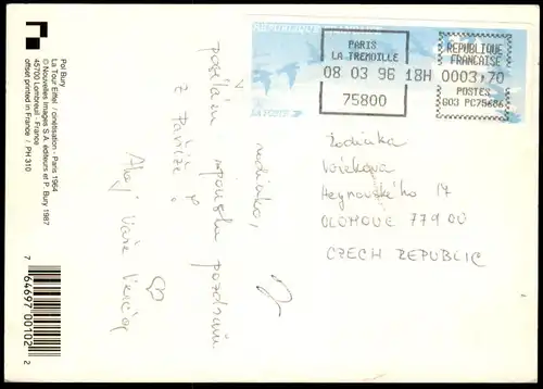 ÄLTERE POSTKARTE PARIS 1964 POL BURY CINÉTISATION LA TOUR EIFFEL EIFFELTURM FRANCE Frankreich cpa postcard AK
