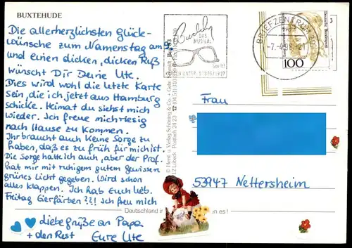 ÄLTERE POSTKARTE BUXTEHUDE CHRONIK Chronikkarte chronique chronicle storycard Aufkleber Tigerente Ansichtskarte postcard