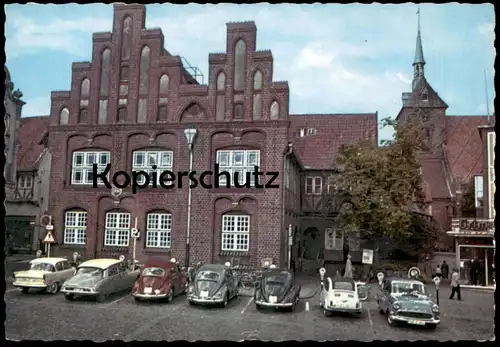 ÄLTERE POSTKARTE RENDSBURG ALTES RATHAUS VW KÄFER VOLKSWAGEN OPEL DKW FIAT CITROEN AUTO AUTOS car cars AK cpa postcard