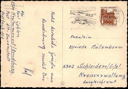 ÄLTERE POSTKARTE RENDSBURG ALTES RATHAUS VW KÄFER VOLKSWAGEN OPEL DKW FIAT CITROEN AUTO AUTOS car cars AK cpa postcard