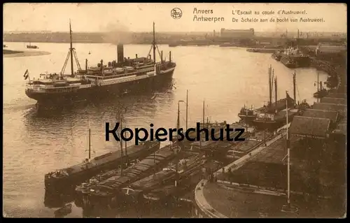 ALTE POSTKARTE ANVERS L' ESCAUT AU COUDE D' AUSTRUWEEL DE SCHELDE AAN DE BOCHT DAMPFER Hafen port steam ship Schiff cpa