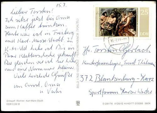 ÄLTERE POSTKARTE KARL-MARX-STADT STADTPLAN ENTWURF RICHTER KARL-MARX-STADT Landkarte map Ansichtskarte AK cpa postcard