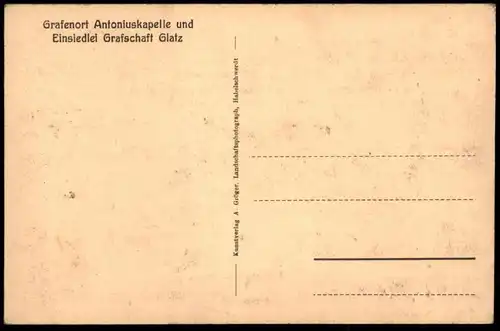 ALTE POSTKARTE GRAFENORT ANTONIUSKAPELLE & EINSIEDLEI GRAFSCHAFT GLATZ SCHLESIEN Klodzko Kladsko Polska Poland postcard