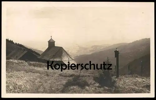 ALTE POSTKARTE HEIDEBRÜNNL KAPELLE ALTVATERGEBIRGE KREIS MÄHRISCH SCHÖNBERG Heidebrünnel Mähren Wegkreuz postcard cpa AK